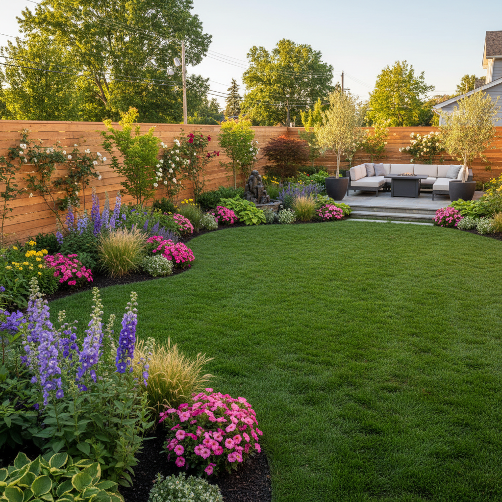Stunning fully landscaped backyard after complete professional installation