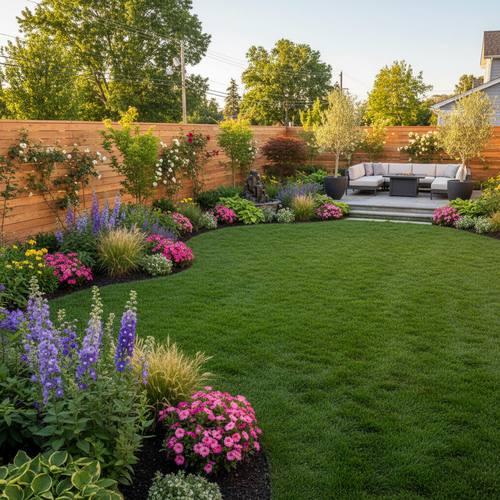 Stunning fully landscaped backyard after complete professional installation