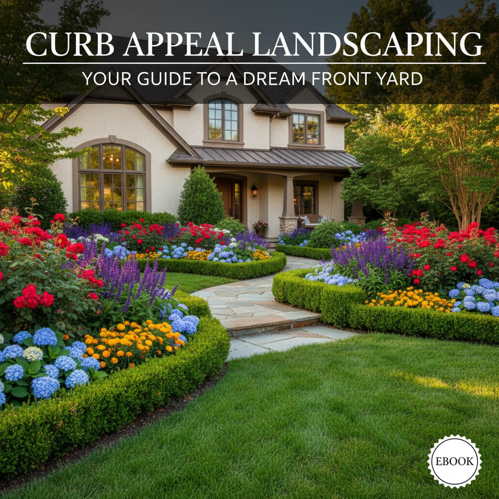 Stunning front yard with manicured lawn and colorful flower beds