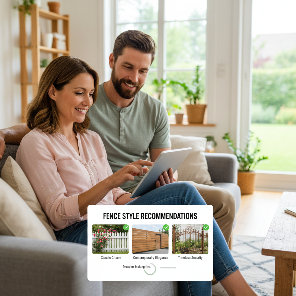 Homeowner reviewing fence style recommendations